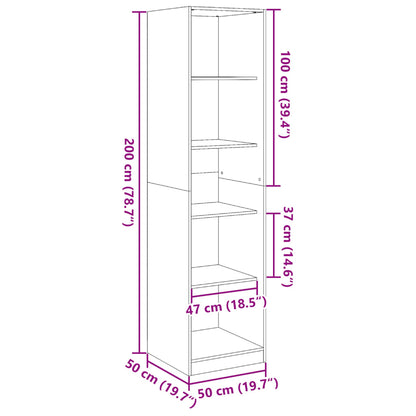 Kledingkast 50x50x200 cm bewerkt hout zwart - AllerleiShop