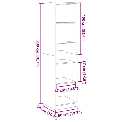 Kledingkast 50x50x200 cm bewerkt hout betongrijs - AllerleiShop