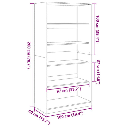 Kledingkast 100x50x200 cm bewerkt hout bruin eikenkleur - AllerleiShop