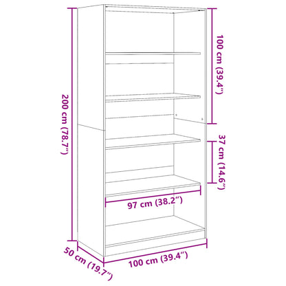 Kledingkast 100x50x200 cm bewerkt hout artisanaal eikenkleurig - AllerleiShop