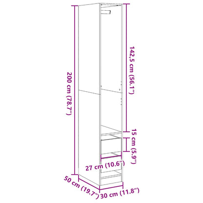 Kledingkast 30x50x200 cm bewerkt hout sonoma eikenkleurig - AllerleiShop