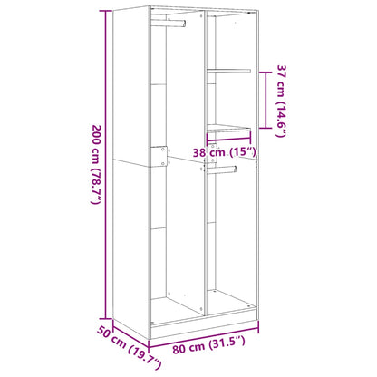 Kledingkast 80x50x200 cm bewerkt hout betongrijs - AllerleiShop