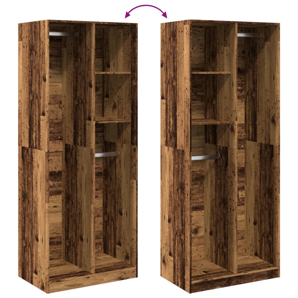 Kledingkast 80x50x200 cm bewerkt hout oud hout - AllerleiShop