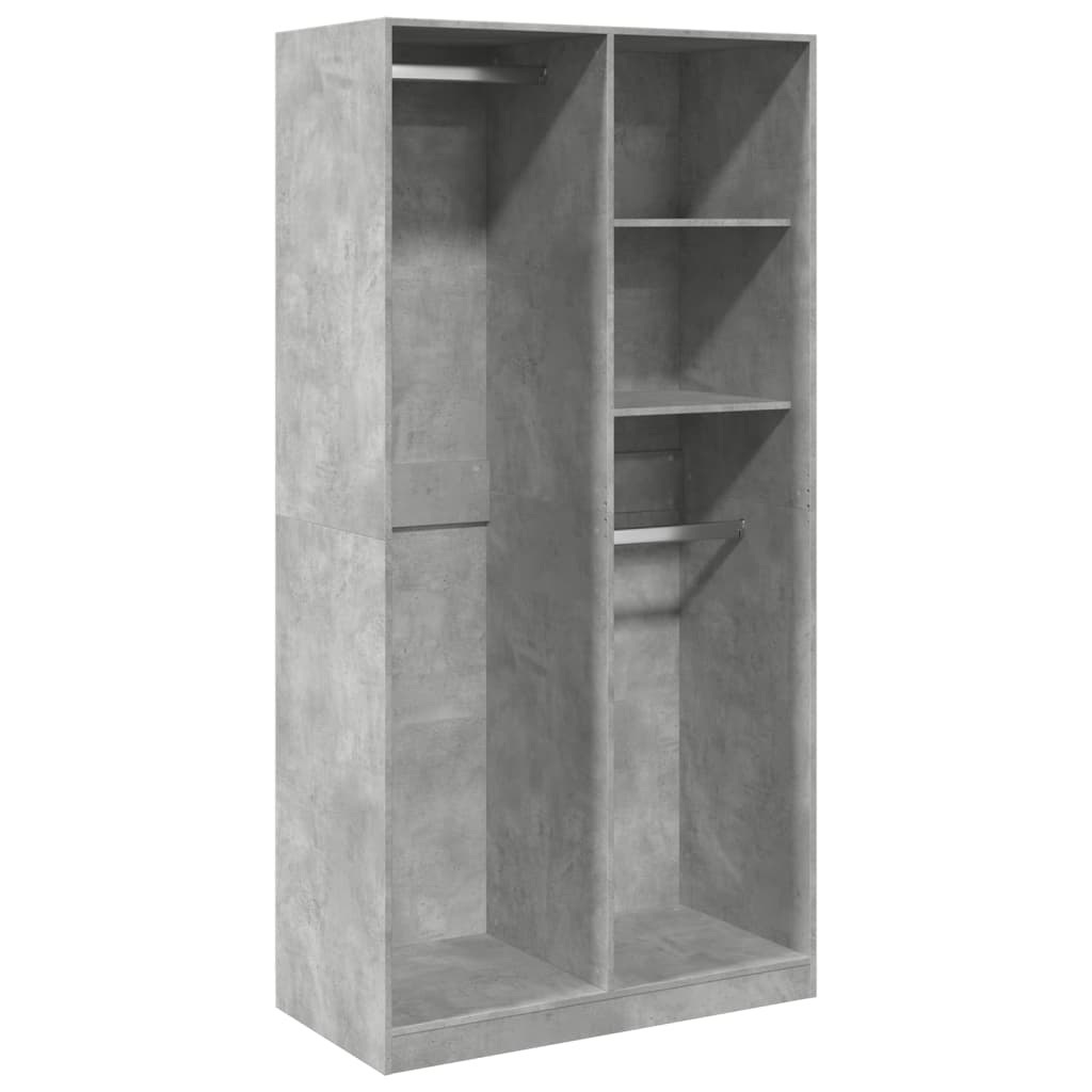 Kledingkast 100x50x200 cm bewerkt hout betongrijs - AllerleiShop