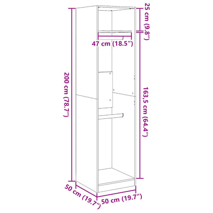 Kledingkast 50x50x200 cm bewerkt hout wit - AllerleiShop