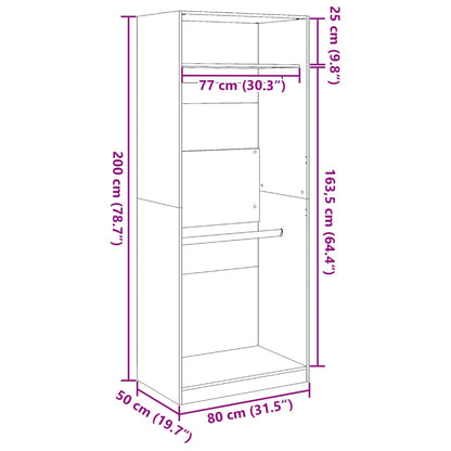 Kledingkast 80x50x200 cm bewerkt hout zwart - AllerleiShop