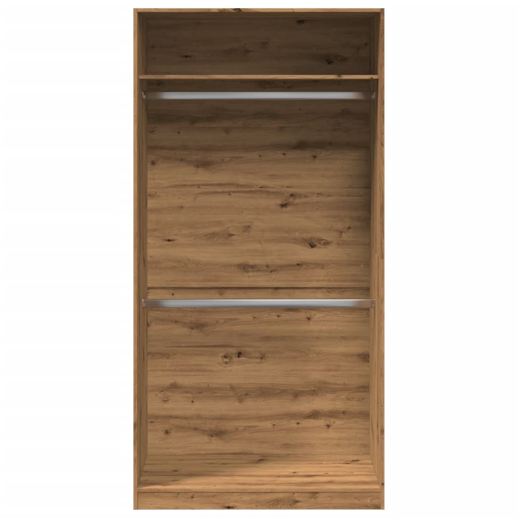 Kledingkast 100x50x200 cm bewerkt hout artisanaal eikenkleurig - AllerleiShop