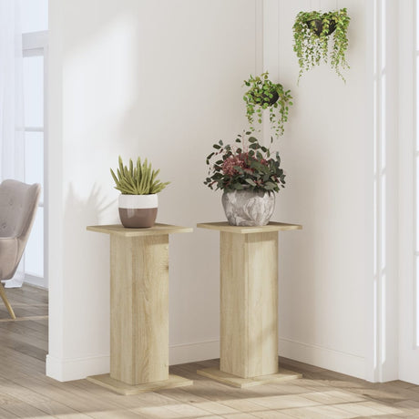 Plantenstandaards 2 st 30x30x60 cm bewerkt hout sonoma eiken - AllerleiShop