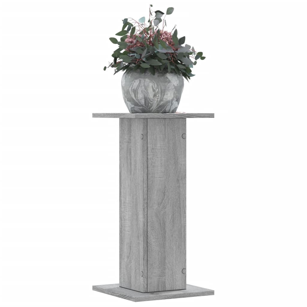 Plantenstandaards 2 st 30x30x60 cm bewerkt hout grijs sonoma