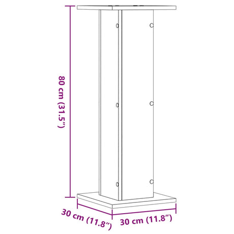 Plantenstandaards 2 st 30x30x80 cm bewerkt hout wit - AllerleiShop