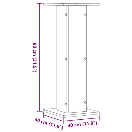 Plantenstandaards 2 st 30x30x80 cm bewerkt hout betongrijs - AllerleiShop