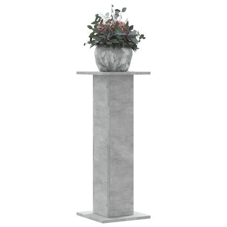 Plantenstandaards 2 st 30x30x80 cm bewerkt hout betongrijs - AllerleiShop