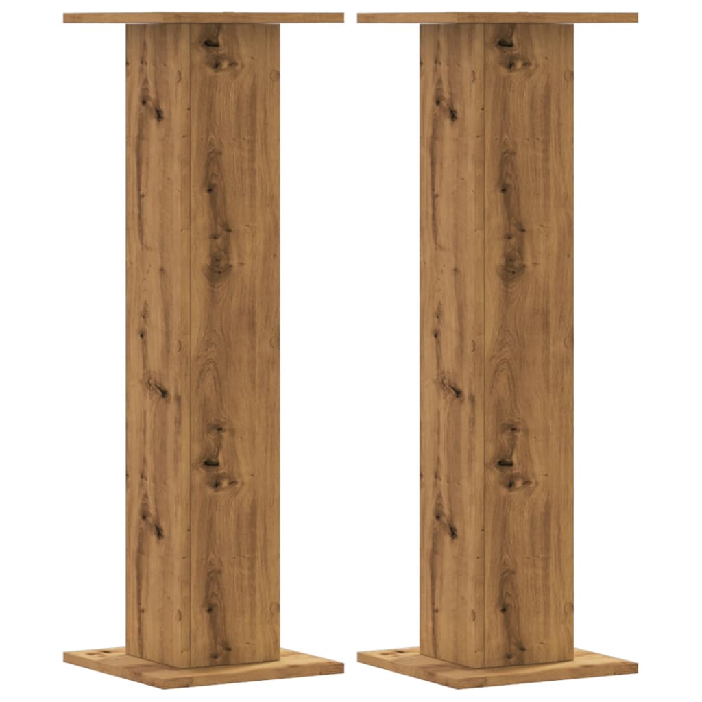 Plantenstandaards 2 st 30x30x95 cm hout artisanaal eiken