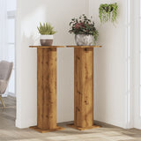 Plantenstandaards 2 st 30x30x95 cm hout artisanaal eiken