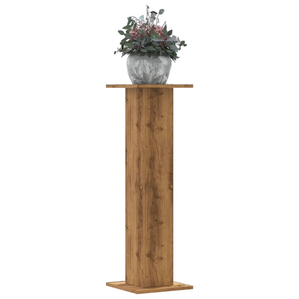 Plantenstandaards 2 st 30x30x95 cm hout artisanaal eiken