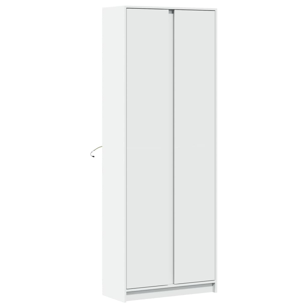 Hoge kast met LED 74x32,5x200 cm bewerkt hout wit - AllerleiShop