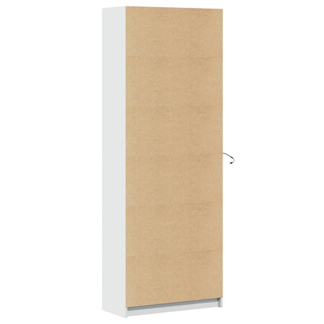 Hoge kast met LED 74x32,5x200 cm bewerkt hout wit - AllerleiShop