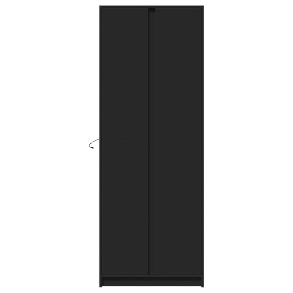 Hoge kast met LED 74x32,5x200 cm bewerkt hout zwart - AllerleiShop