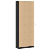 Hoge kast met LED 74x32,5x200 cm bewerkt hout zwart - AllerleiShop