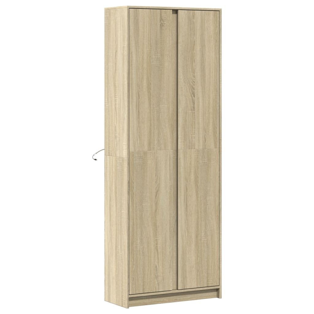 Hoge kast met LED 74x32,5x200 cm bewerkt hout sonoma eikenkleur - AllerleiShop