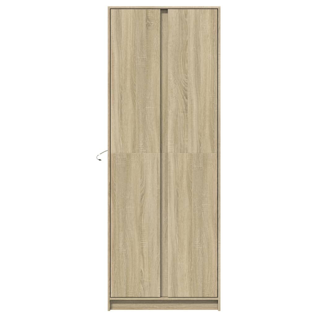 Hoge kast met LED 74x32,5x200 cm bewerkt hout sonoma eikenkleur - AllerleiShop