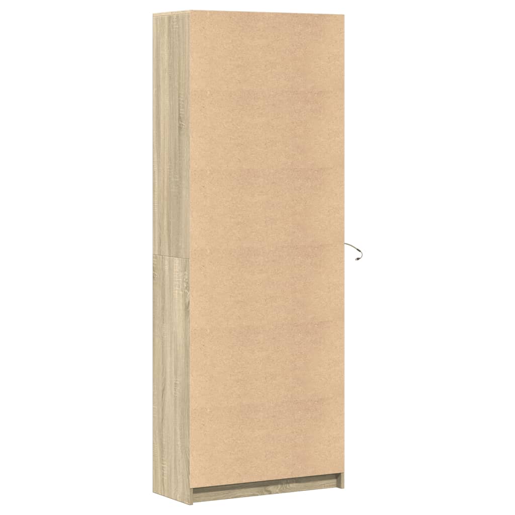 Hoge kast met LED 74x32,5x200 cm bewerkt hout sonoma eikenkleur - AllerleiShop