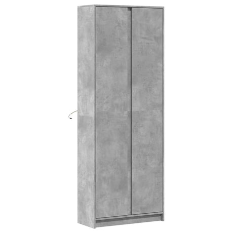 Hoge kast met LED 74x32,5x200 cm bewerkt hout betongrijs - AllerleiShop