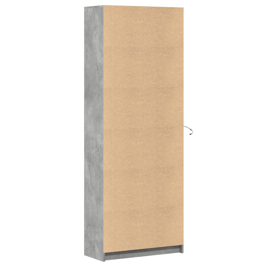 Hoge kast met LED 74x32,5x200 cm bewerkt hout betongrijs - AllerleiShop