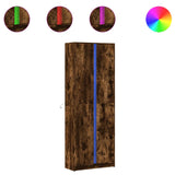 Hoge kast met LED 74x32,5x200 cm bewerkt hout gerookt eiken - AllerleiShop