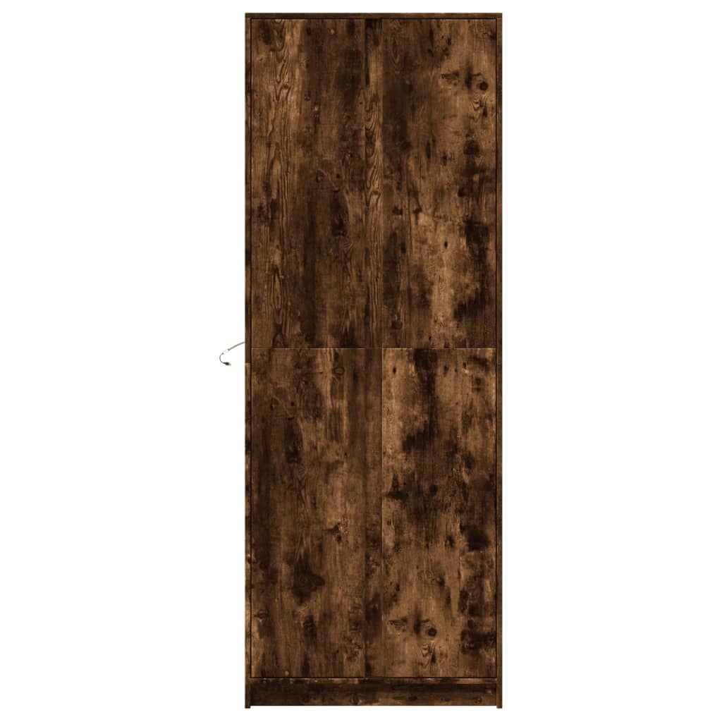 Hoge kast met LED 74x32,5x200 cm bewerkt hout gerookt eiken - AllerleiShop