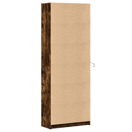 Hoge kast met LED 74x32,5x200 cm bewerkt hout gerookt eiken - AllerleiShop