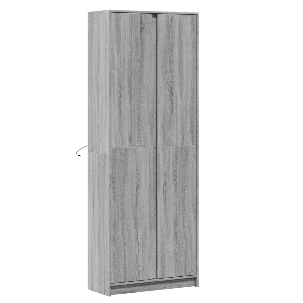 Hoge kast met LED 74x32,5x200 cm bewerkt hout grijs sonoma - AllerleiShop