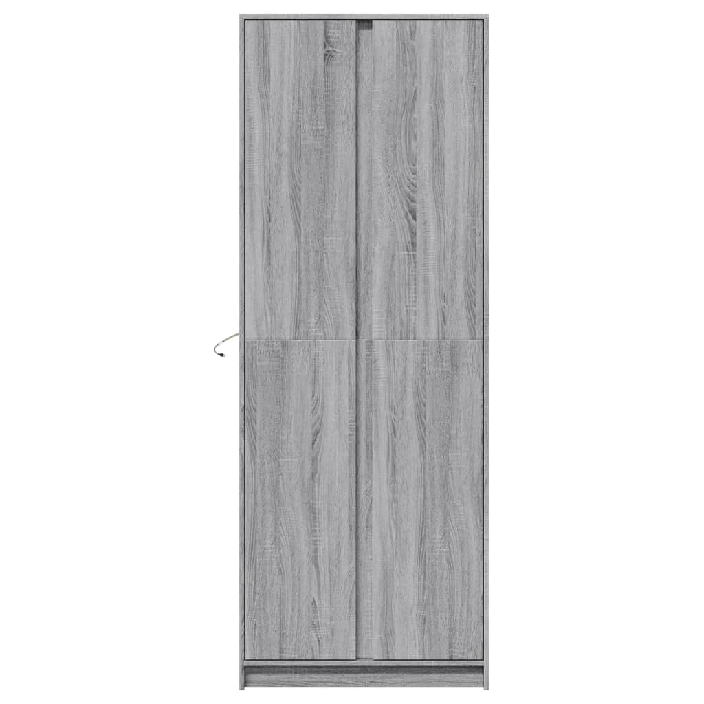 Hoge kast met LED 74x32,5x200 cm bewerkt hout grijs sonoma - AllerleiShop