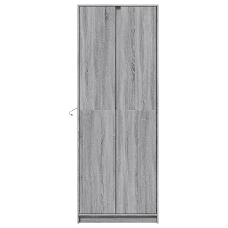 Hoge kast met LED 74x32,5x200 cm bewerkt hout grijs sonoma - AllerleiShop