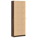 Hoge kast met LED 74x32,5x200 cm bewerkt hout bruin eikenkleur - AllerleiShop