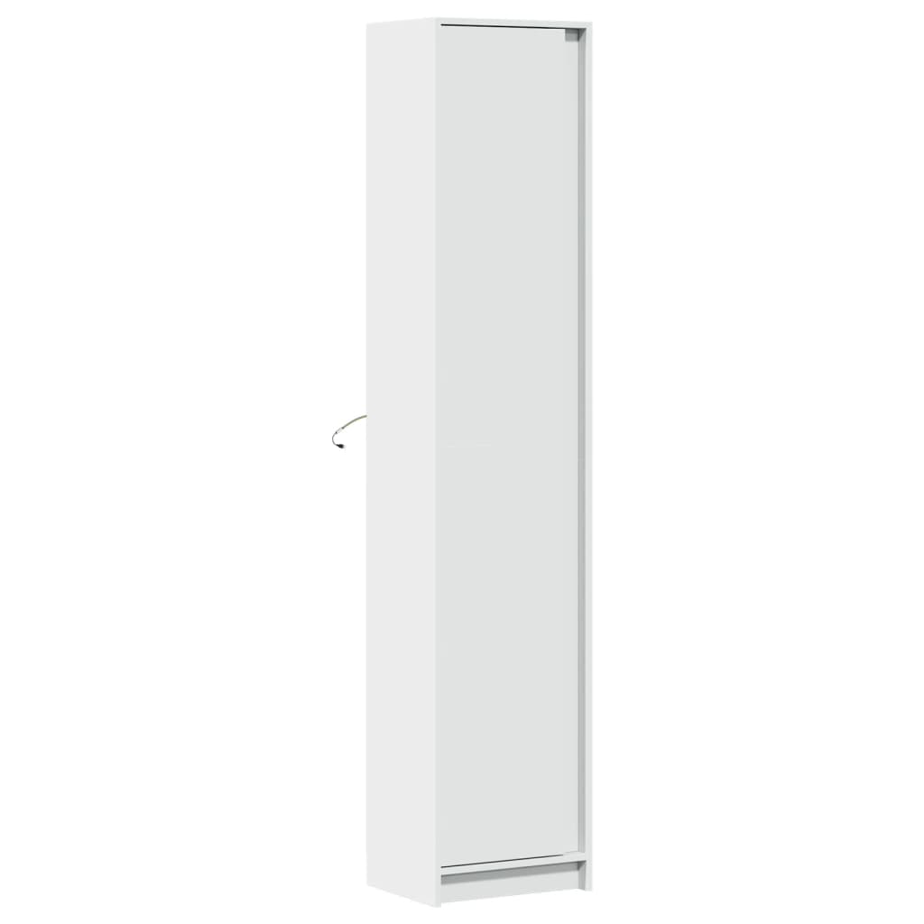 Hoge kast met LED 41,5x32,5x200 cm bewerkt hout wit - AllerleiShop