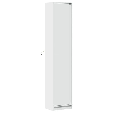 Hoge kast met LED 41,5x32,5x200 cm bewerkt hout wit - AllerleiShop