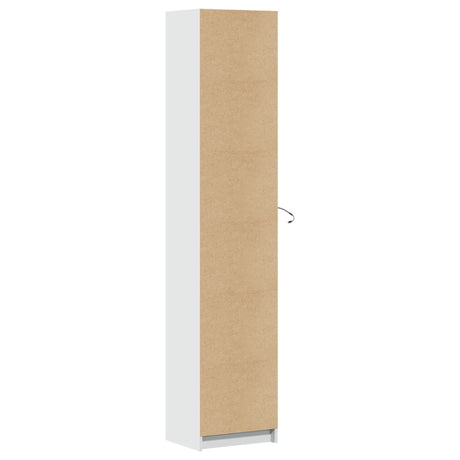 Hoge kast met LED 41,5x32,5x200 cm bewerkt hout wit - AllerleiShop