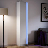 Hoge kast met LED 41,5x32,5x200 cm bewerkt hout wit - AllerleiShop