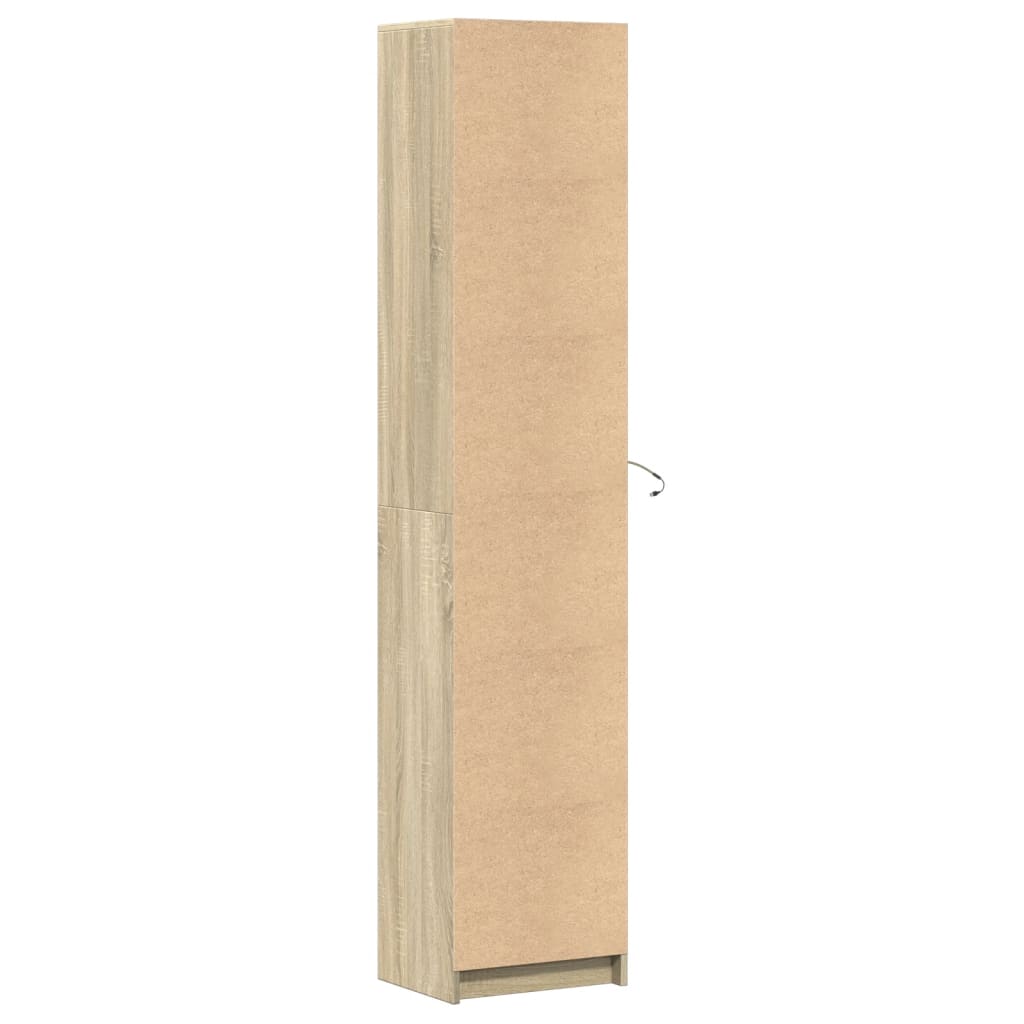 Hoge kast met LED 41,5x32,5x200 cm bewerkt hout sonoma eiken - AllerleiShop