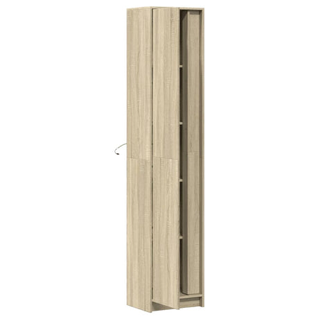 Hoge kast met LED 41,5x32,5x200 cm bewerkt hout sonoma eiken - AllerleiShop