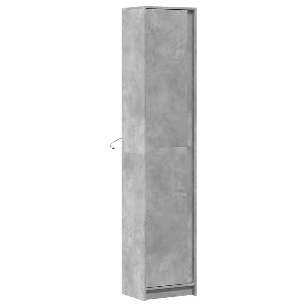 Hoge kast met LED 41,5x32,5x200 cm bewerkt hout betongrijs - AllerleiShop