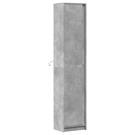 Hoge kast met LED 41,5x32,5x200 cm bewerkt hout betongrijs - AllerleiShop