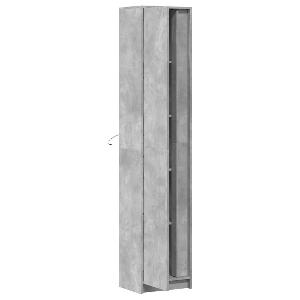 Hoge kast met LED 41,5x32,5x200 cm bewerkt hout betongrijs - AllerleiShop