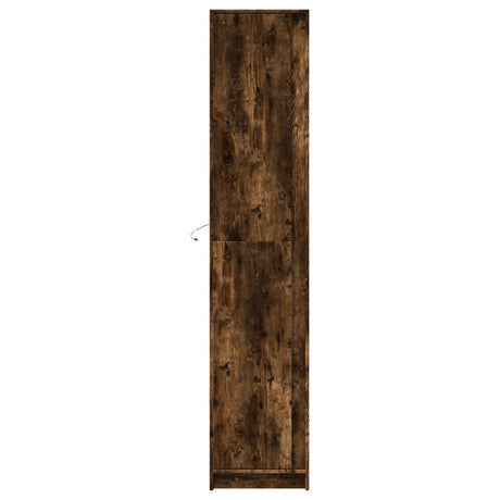 Hoge kast met LED 41,5x32,5x200 cm bewerkt hout gerookt eiken - AllerleiShop