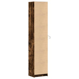 Hoge kast met LED 41,5x32,5x200 cm bewerkt hout gerookt eiken - AllerleiShop