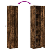 Hoge kast met LED 41,5x32,5x200 cm bewerkt hout gerookt eiken - AllerleiShop