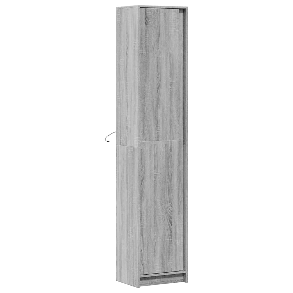 Hoge kast met LED 41,5x32,5x200 cm bewerkt hout grijs sonoma - AllerleiShop