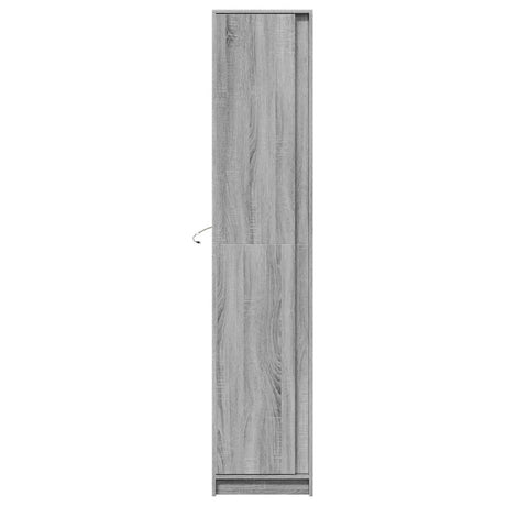 Hoge kast met LED 41,5x32,5x200 cm bewerkt hout grijs sonoma - AllerleiShop