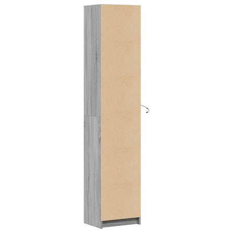 Hoge kast met LED 41,5x32,5x200 cm bewerkt hout grijs sonoma - AllerleiShop